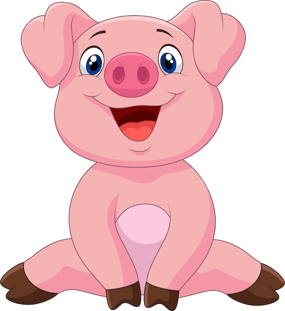 Download Cartoon adorable baby pig,vector illustration Vector | Premium Download