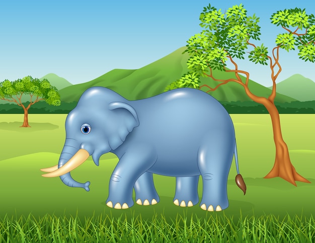 Premium Vector | Cartoon african elephant in the jungle