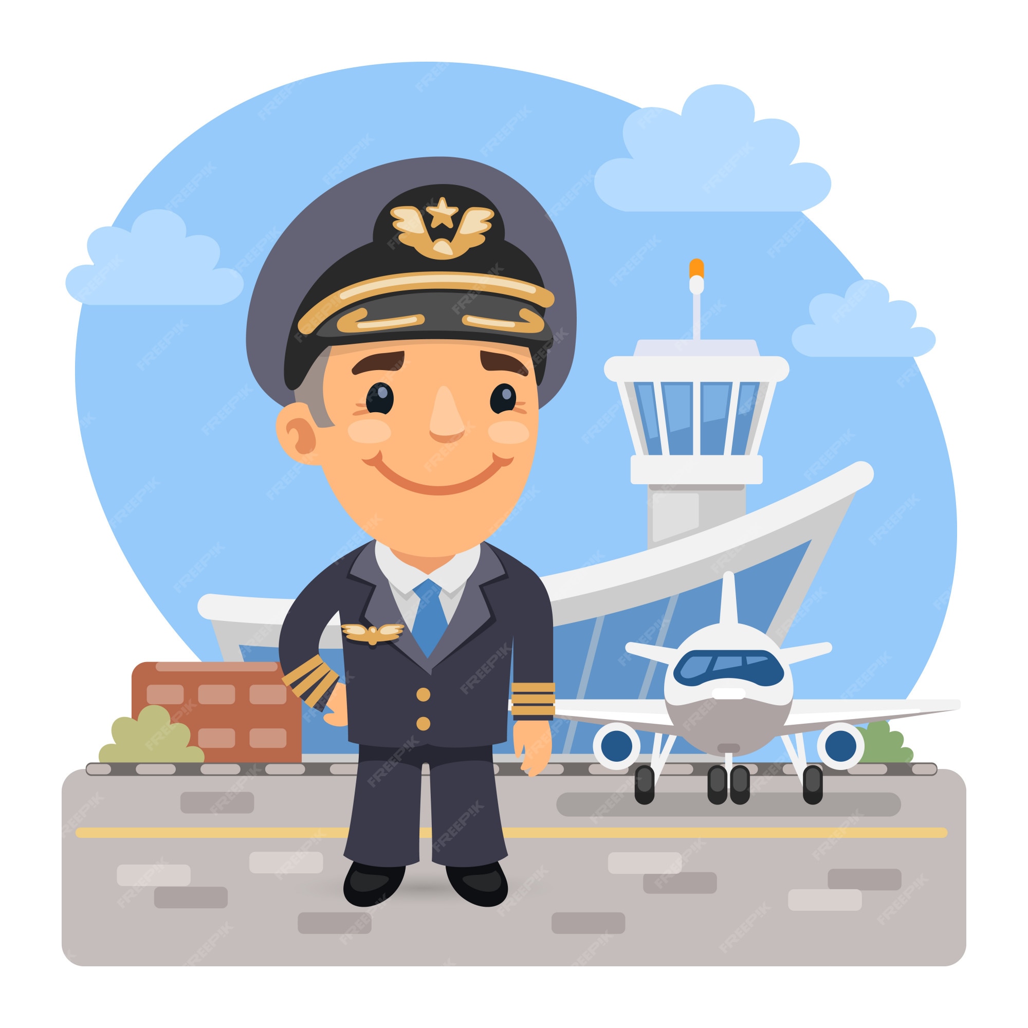 Premium Vector | Cartoon airplane pilot