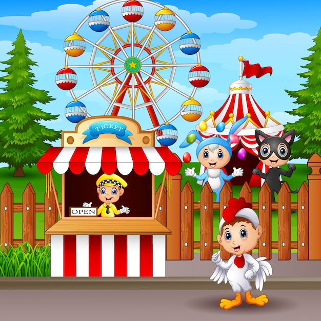 Premium Vector | Cartoon amusement park