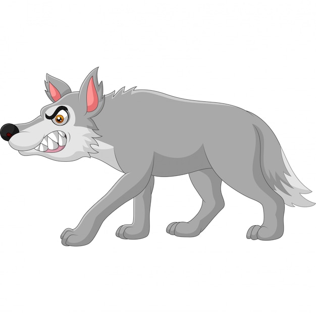 Premium Vector | Cartoon angry wolf isolated on white