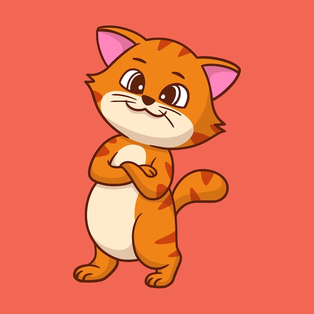 Premium Vector | Cartoon animal design cool cat cute mascot logo