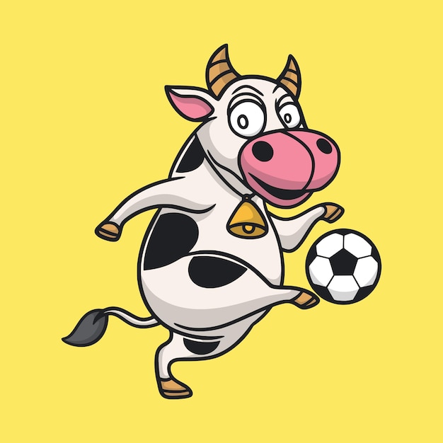 Premium Vector | Cartoon animal design cow playing ball