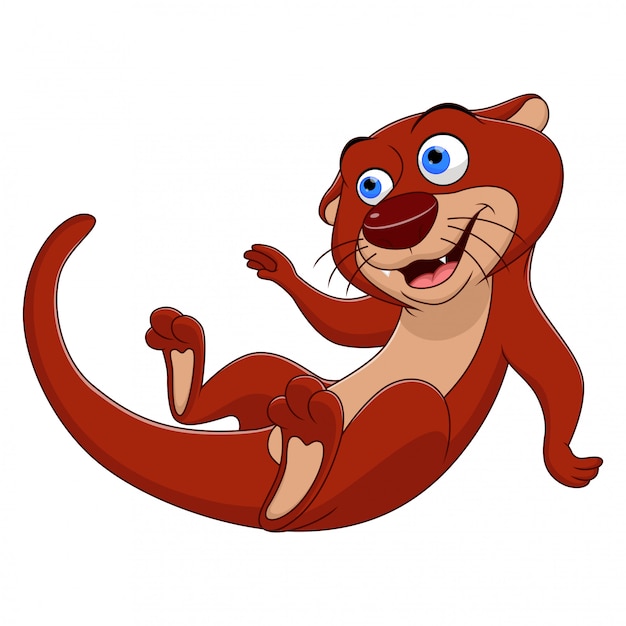 Premium Vector | Cartoon animals little cute otter smiles