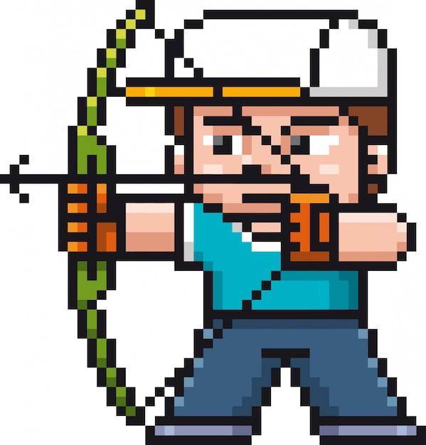 Cartoon Archery Player Pixel Design Vector Premium Download