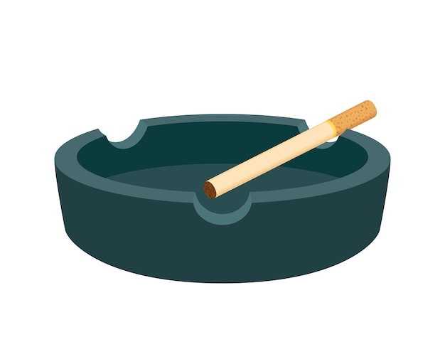 Premium Vector | Cartoon ashtray with cigarette