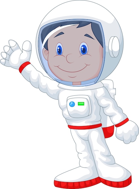 Premium Vector | Cartoon astronaut waving hand