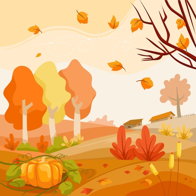 Free Vector Cartoon Autumn Background