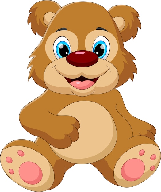 Premium Vector | Cartoon baby bear sitting and smiling pose