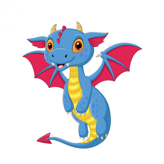 Download Premium Vector | Cartoon baby dragon flying on white