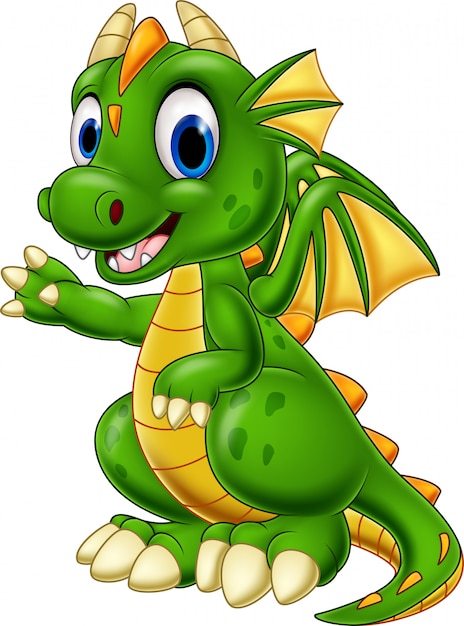 Cartoon baby dragon presenting | Premium Vector
