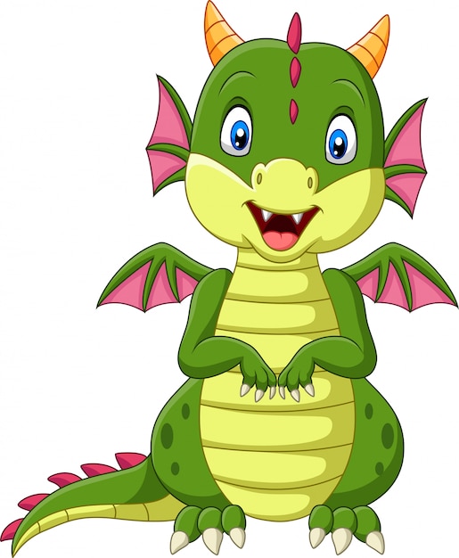 Download Premium Vector | Cartoon baby dragon on white background