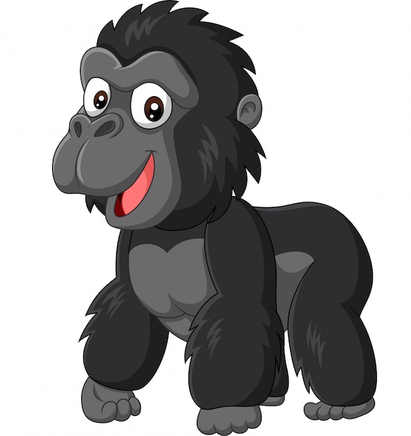 Cartoon baby gorilla  on white background Premium Vector