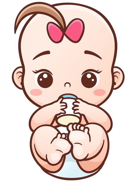 Download Premium Vector | Cartoon baby holding a milk bottle