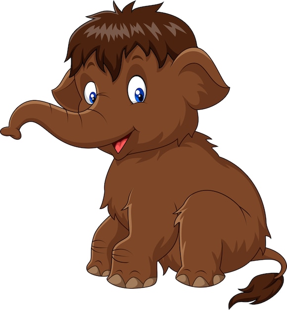 Premium Vector | Cartoon baby mammoth sitting