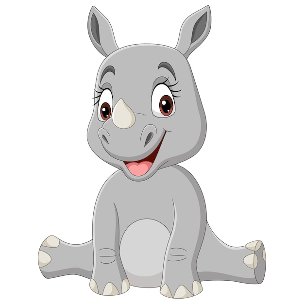 Download Premium Vector | Cartoon baby rhino sitting illustration