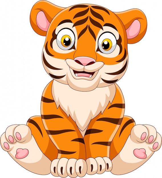 Download Cartoon baby tiger sitting | Premium Vector