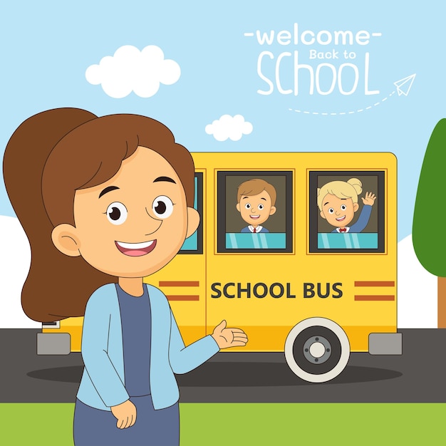 Premium Vector | Cartoon back to school teacher