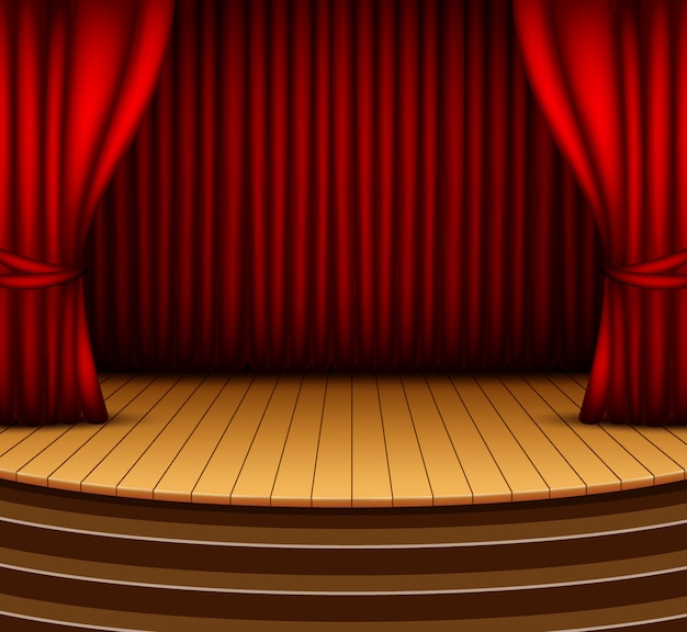 Premium Vector | Cartoon background stage with red curtains