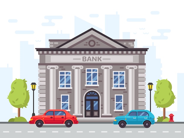Premium Vector Cartoon Bank Or Government Building Courthouse With