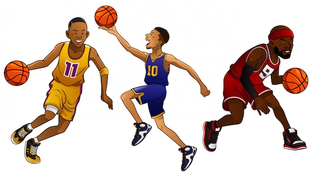 Premium Vector Cartoon Basketball Players Set