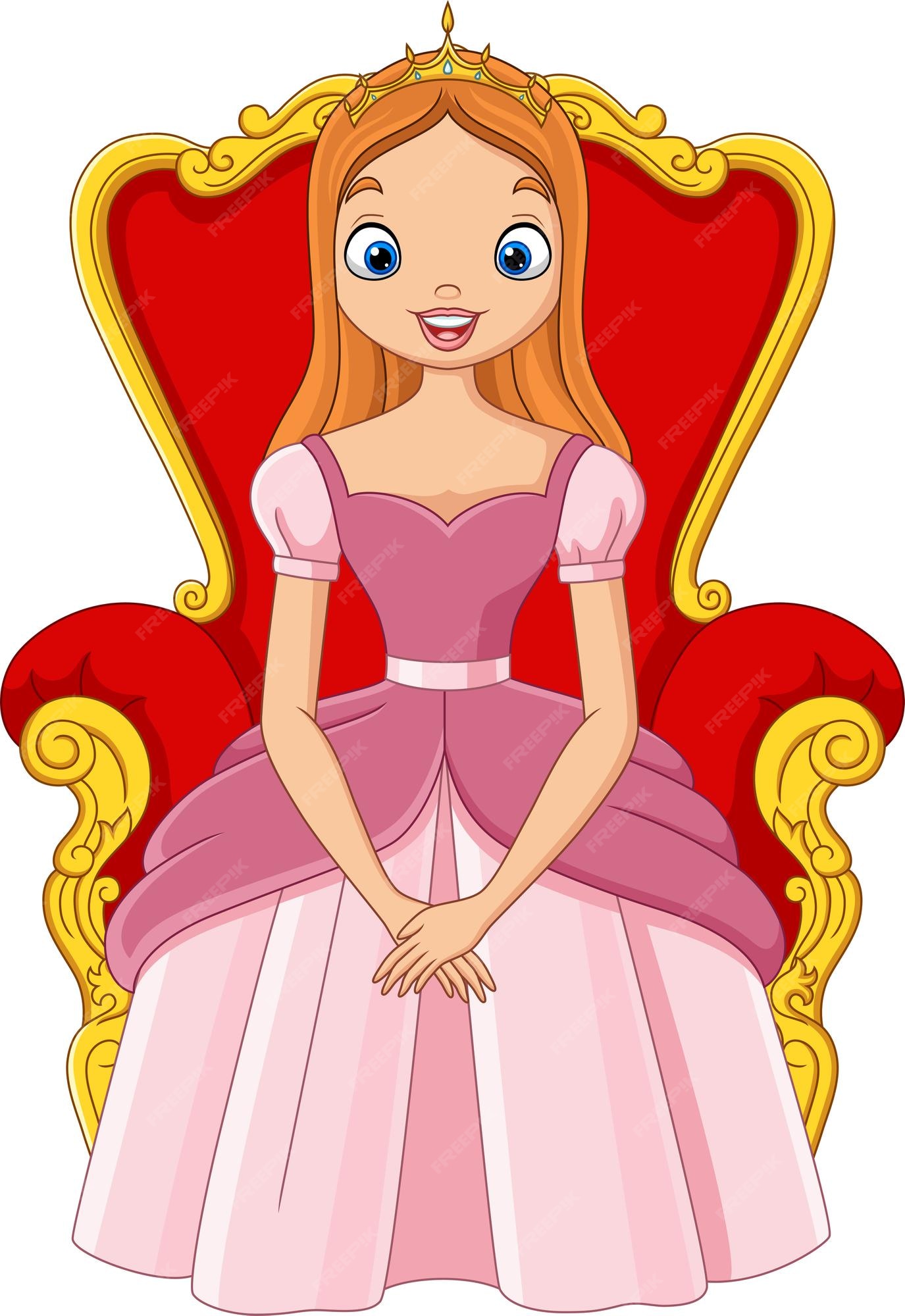 Premium Vector | Cartoon beautiful princess sitting on the throne