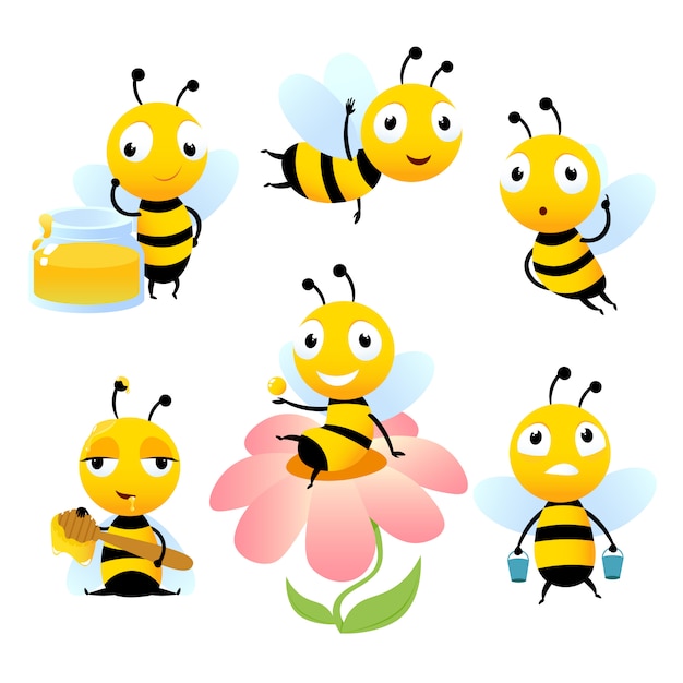 Premium Vector | Cartoon bees.