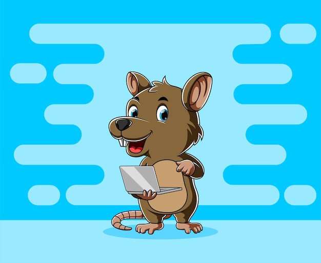 Premium Vector | Cartoon big rat standing and holding the ...