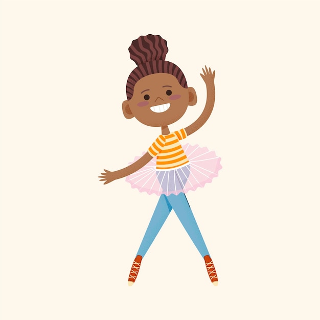 Free Vector | Cartoon black girl illustration in tutu skirt