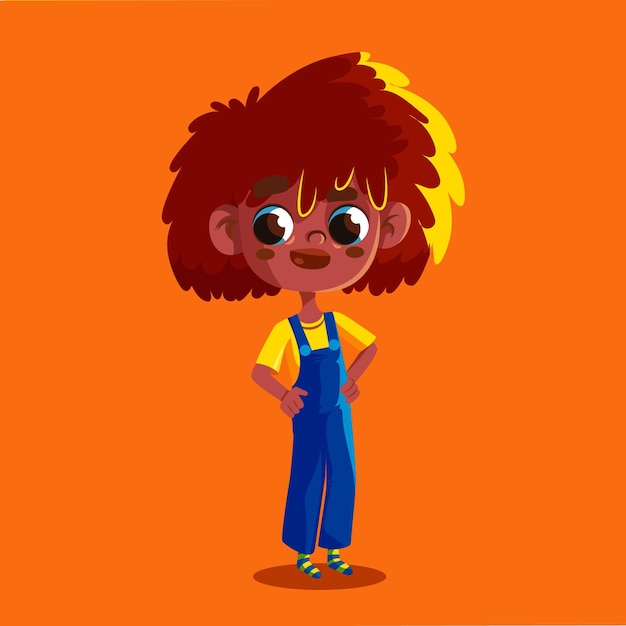Black girl with afro cartoon