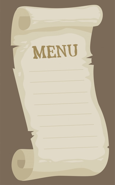 Premium Vector | Cartoon blank empty paper menu for restaurant