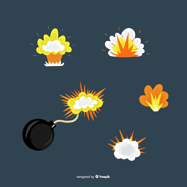 Free Vector | Cartoon bomb and explosion effect collection