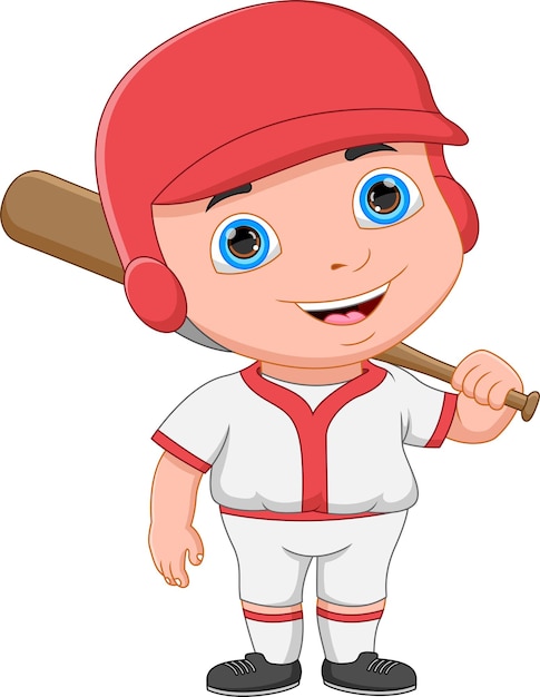 Premium Vector Cartoon Boy Baseball Player Posing 5343