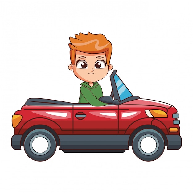 Premium Vector | Cartoon boy drivingcar