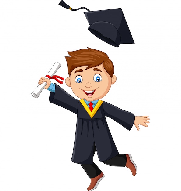 Download Premium Vector | Cartoon boy graduate holding a diploma