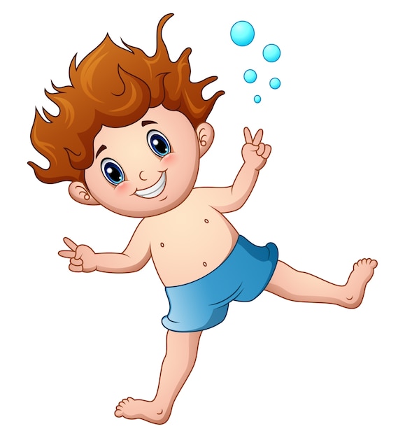 水着ジャンプの漫画少年 プレミアムベクター