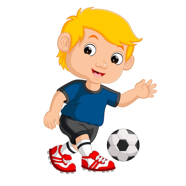 Download Premium Vector | Cartoon boy playing football