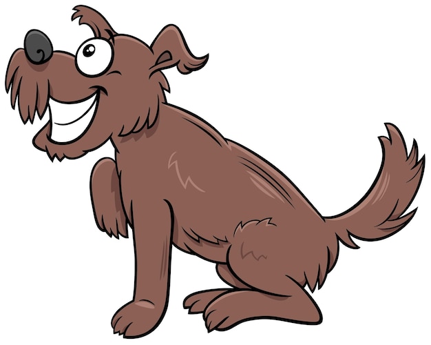 漫画の茶色の毛むくじゃらの犬コミック動物のキャラクター プレミアムベクター