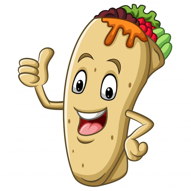 Premium Vector | Cartoon burrito mascot giving thumb up