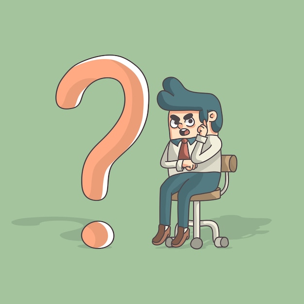 Premium Vector | Cartoon business man thinking while sitting beside ...