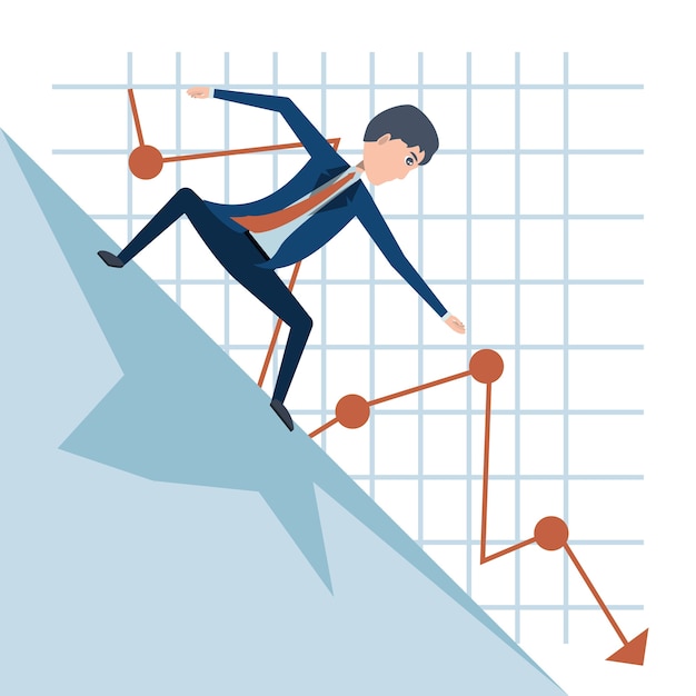 Premium Vector | Cartoon businessman descending a mountain