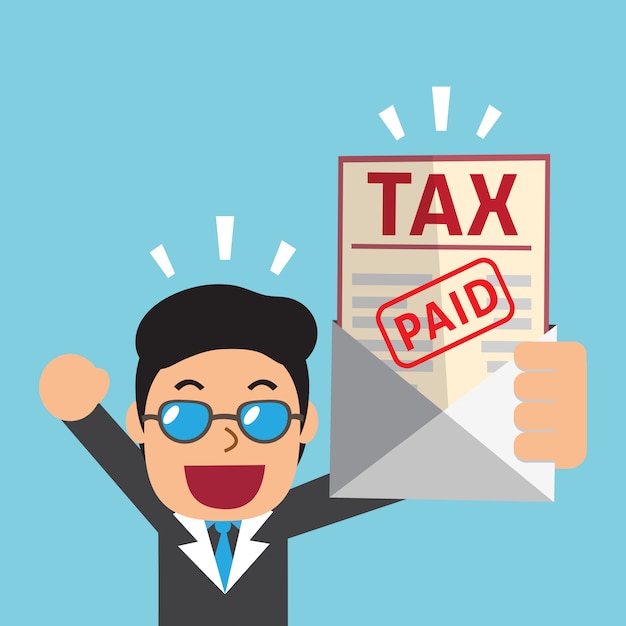 Premium Vector | Cartoon businessman paid tax