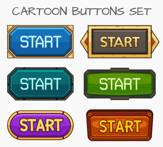 Cartoon buttons set game.vector illustration | Premium Vector