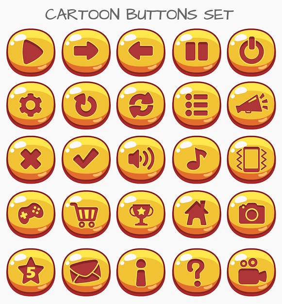 Cartoon Buttons Set Game Vector Premium Download