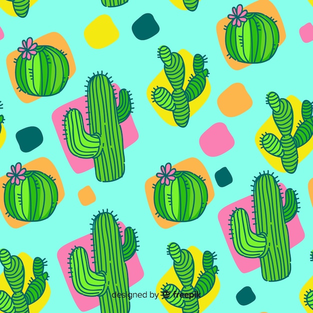 Cartoon cactus background | Free Vector