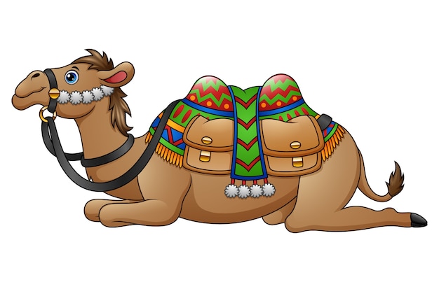 Premium Vector Cartoon Camel With Saddle