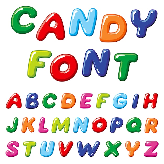 Cartoon candy kids vector font. rainbow funny alphabet Vector | Premium Download