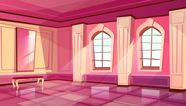 Free Vector | Cartoon castle palace ballroom interior background with