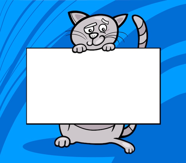 Premium Vector | Cartoon cat with board or card