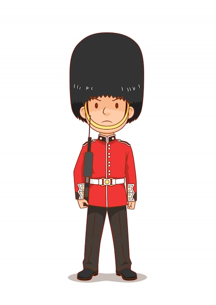 Premium Vector | Cartoon character of british royal guard in ...